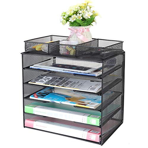 Samstar Paper Organizer Tray,Letter Trays Desk File Organizer with 3 Compartments,Black - Thumbnail 7
