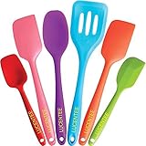 Silicone Spatula Baking Set - 6 Piece Cooking Utensils - Spatulas, Spoons & Turner - Heat Resistant - Non Stick & BPA Free (Multicolor) By Lucentee