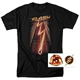 The Flash Firestorm Lightning Bolt T Shirt & Exclusive Stickers (Small)