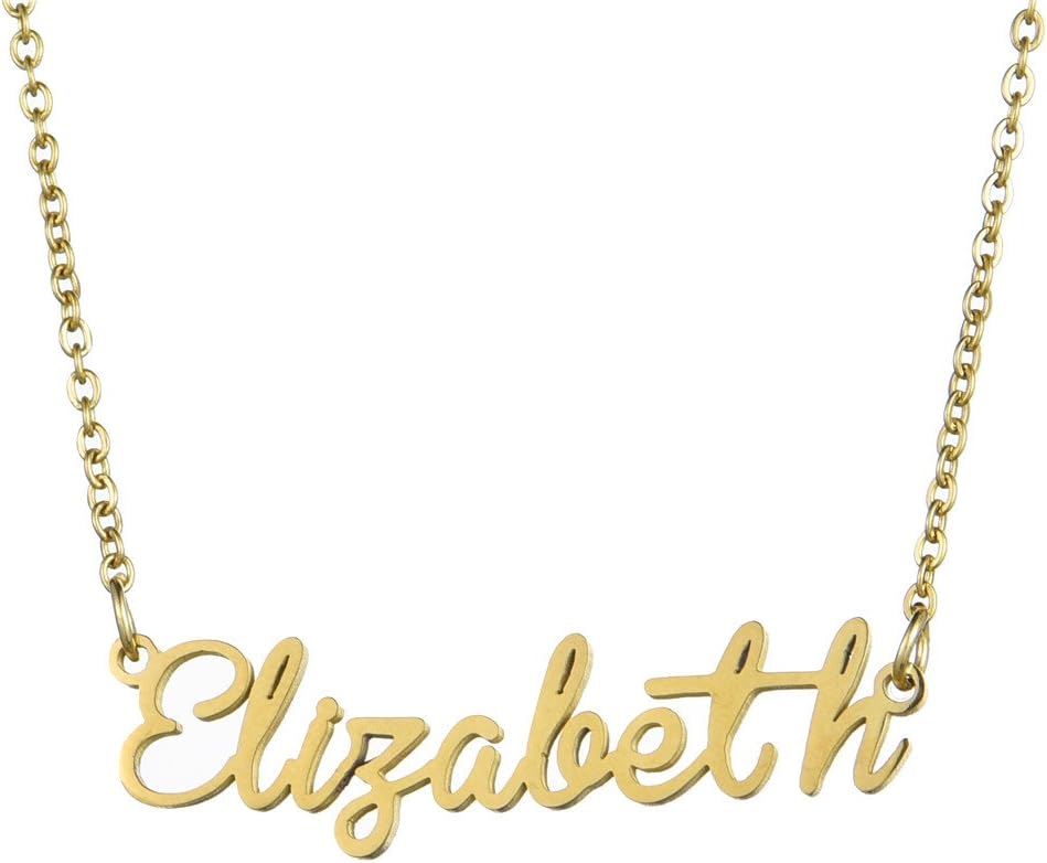 Name Necklace Personalized,Name Necklace Cursive Font Made with Name Pendant 16" Adjustable Chain