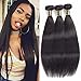 QTHAIR 14A Brazilian Straight Human Hair Bundles (22 24 26, 300g, Natural Black) 100% Unprocessed Brazilian Human Hair Extensions - Straight Virgin Human Hair Weave