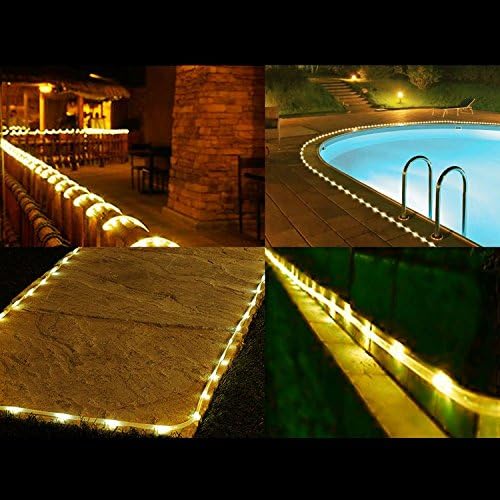cuzile Solar Powered Tube String Light 50 LED Warm White Outdoor Rope Lights For Christmas Home Garden Bedroom Party Decoration - Image 3