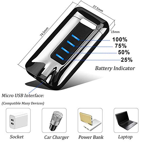 USB Electric Lighter, KIMILAR Windproof Lighter Rechargeable Micro-USB Interface Plasma Electric Dual Arc Flameless Lighter with Battery Indicator for Candle Fireworks etc. - Thumbnail 5
