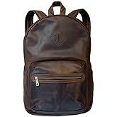 olpr. Leather Backpack Classic Laptop Vintage Daypack Weekend Travel Business Durable Carry On Rucksack Casual Bag