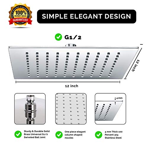 PurrfectZone Shower Faucets Sets Complete Chrome | 12 Inch Waterfall Showerhead with Handheld | Rain Shower Head with Handheld | Rainfall Shower Head with Handheld | Shower Valve and Trim Kit - Thumbnail 6