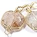 Genuine Natural Gemstone Wire Wrap Dangle Drop Earrings Gold Plated 925 Sterling Silver Hook/Brown Rutile Quartz Square