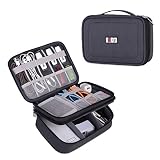 BUBM Gadget Organizer Case, Ultra-compact Electronics Organizer for Data Cables, Chargers, Plugs, Memory Cards, CF Cards and More--a Sleeve Pouch Fits for iPad Mini (Medium, Black)