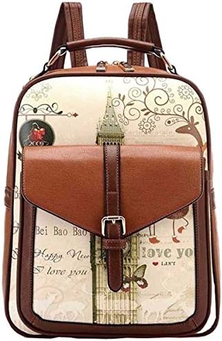 Haiyi Graffiti Vintage Girls Travel Casual Shoulder Backpack Rucksack Bookbag School Bag, Brown