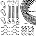 Litcher Globe String Light Suspension Kit, Outdoor Light Guide Wire, Vinyl Coated Stainless Steel Steel Cable，Include 150fts Transparent PVC and 304 Stainless Steel Wire Cable, Turnbuckle and Hooks primary