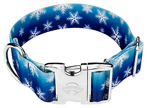 Country Brook Petz | 1 1/2 Inch Premium Winter Wonderland Dog Collar - Medium