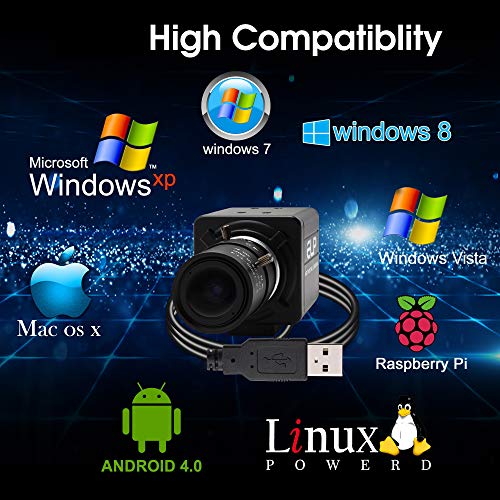 Hotpet 4K USB Webcam with 5-50mm Manual Varifocal LensUSB Camera IMX317 Video Surveillance Webcamera for Machine Vision, 3840x2160@ 30fps USB with Camera for 3D Scanner VR Camera