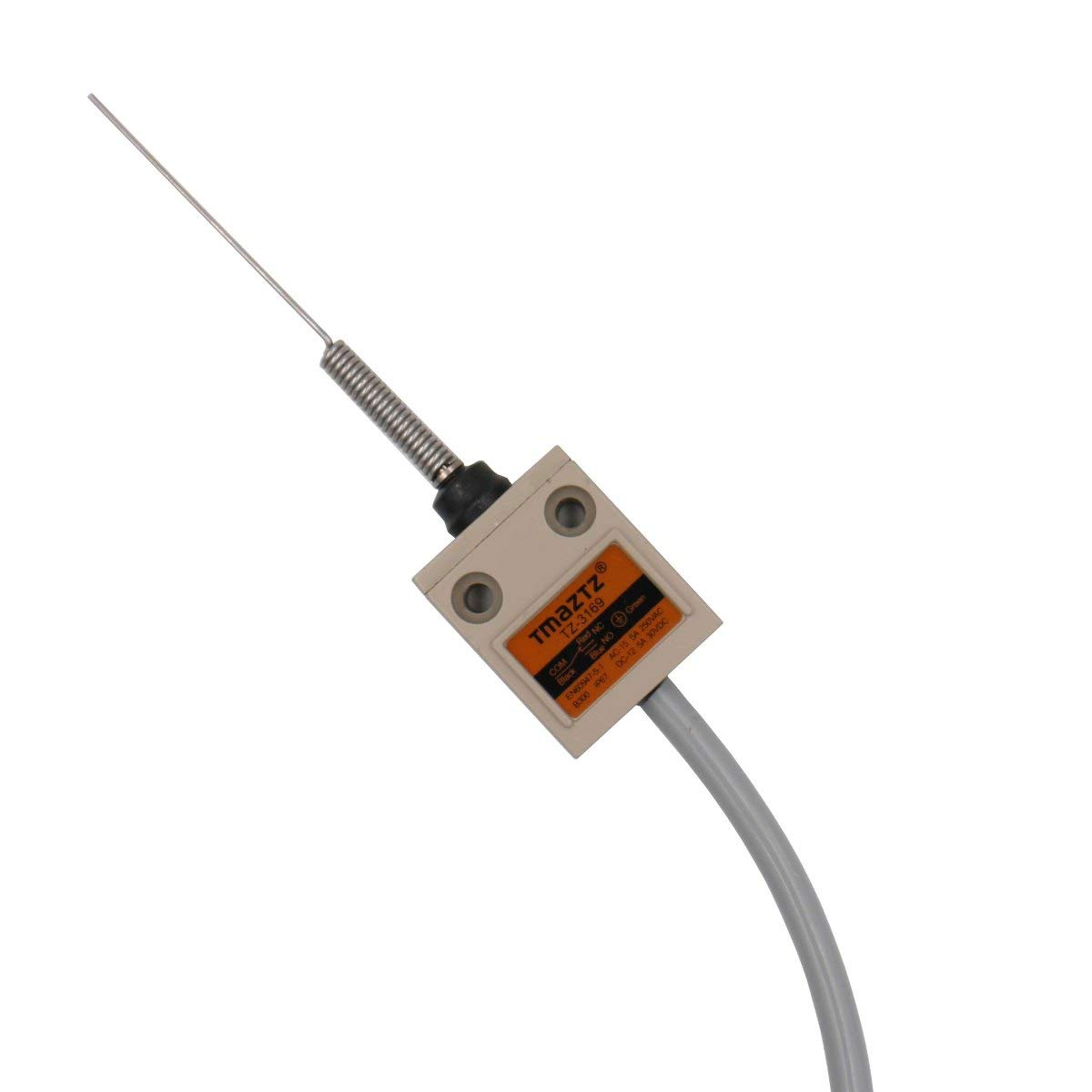 Heschen Compact Prewired Limit Switch, TZ-3169, Coil Spring Plunger, SPDT, NO + NC, Momentary Type, AC250V 5A, IP67 Waterproof