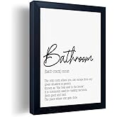 Black and White Bathroom Wall Art, Bathroom Quotes Wall Decor, Small Modern Rules Wall Art, Black Framed Canvas Artworks for Wall