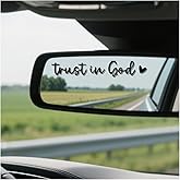 Zpana 4PCS Trust in God Car Rearview Mirror Stickers, Self Affirmations Christian Cute Vehicle Window Mirror Decal, Automotive Interior Decoration Accessories for Women Girls, Universal Fit (Black)