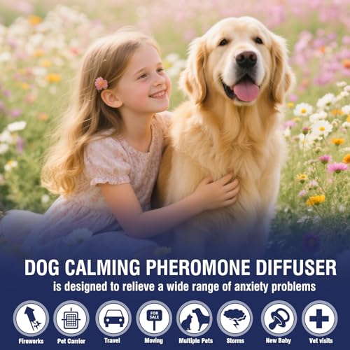 Feromonas Para Perros Relajantes 4 IN 1 Tranquilizante (2 Difusor+2 Recambio) Calmante ArañAzos Soluciona Signos EstréS Del Miedos Cambios Marcaje Orina Conflictos Entre Reduce Ansiedad Insípido