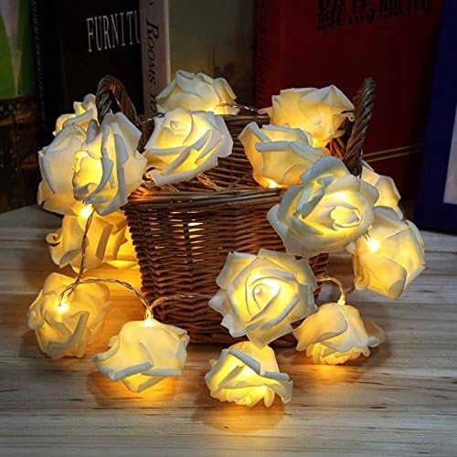 20 LED Yellow Rose Flower Led Christmas Lights NewYear Wedding Romantic Christmas Decoration String Fairy Light Rose 2.2M Battery Operated by iDONO
