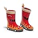Kidorable Red Fireman Natural Rubber Rain Boots w/Fun Flame Pull On Heel Tab