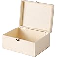 2 Pack Large Unfinished Wooden Box with Locking Clasp - 9.2x6.9x4.5 in-8.2X5.8X3.5in Natural Super Thick Poplar Box DIY Keeps