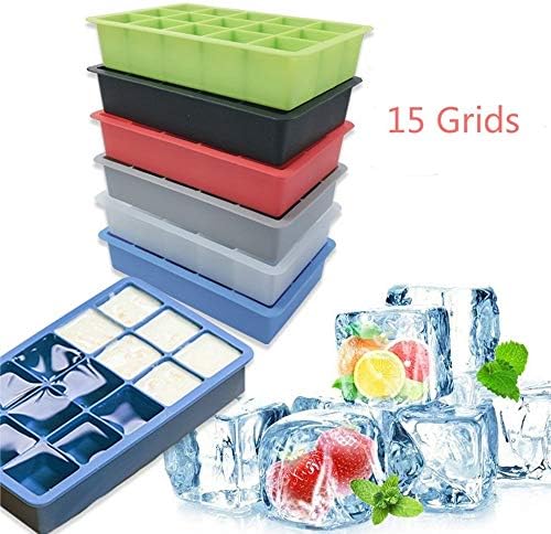 15 Grids Silicone Ice CubeTrays, Eco-Friendly Ice Cube Mold Tray Fruit Popsicle for Wine Kitchen Bar Drinking Accessories