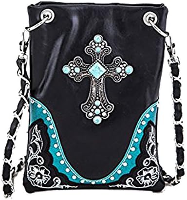 Ropes and Spurs Turquoise Cross Cross-body Mini Bag (Black)