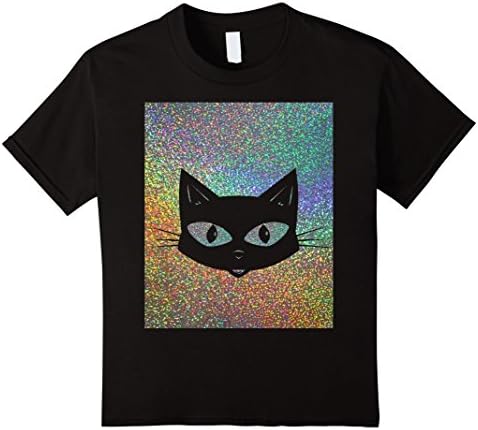 Kids Black Cat Holographic Tshirt 10 Black