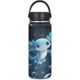 Coldinair Blue Axolotl 18oz Kids Stainless Steel Insulated Water Bottle Leakproof Sport Thermal Bottle for Sports, Travel, and School
