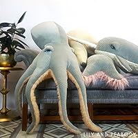 Giant Plush Sea Creatures, Ocean Life Stuffed Animals, Marine Life Soft Sculptures, Nautical Nursery Decor, Octopus, Narwhal, Starfish Set