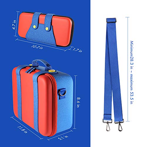 Carrying Storage Case Compatible With Nintendo Switch System,Cute and Deluxe,Protective Hard Shell Carry Bag for Nintendo Switch Console and Accessories(Red)