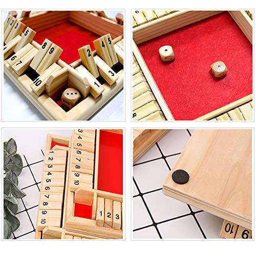 DCBEAUTIFUL Shut The Box Dice Game, 24 Players Classic Board Game for