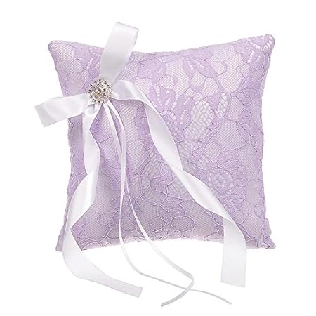 Remedios Rhinestone Lace Wedding Ring Bearer Pillow Lilac Amazon