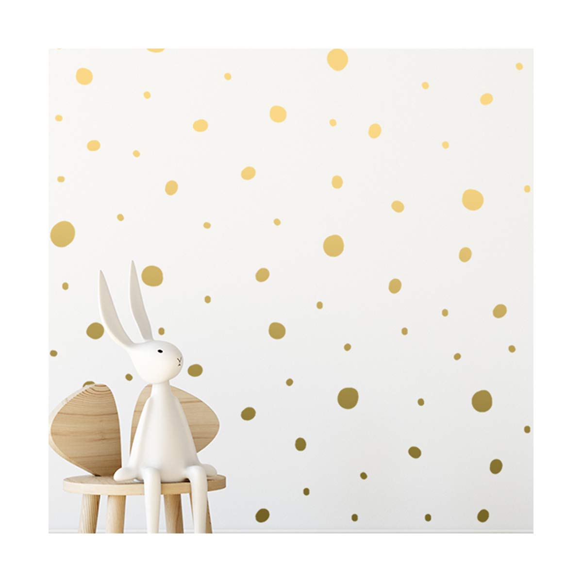 StickerDeen | Hand Drawn Blobs & Dots Shape Decoration Removable Wall Art Vinyl Decal Stickers | (Pack of 152) (Gold)