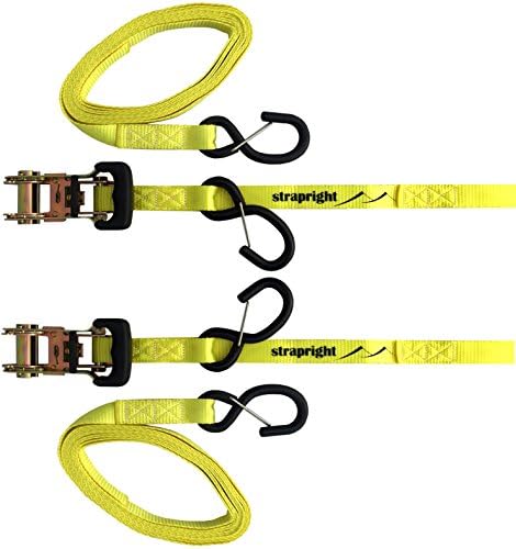 StraprightRatchet Straps, Motorcycle Ratchet Tie Down Straps - 2 Pack, 14 Ft & 3300 Break Strength | Padded Handle Ratchet Tie Down Straps | Adjust & Lock | Motorbikes, Dirt Bikes, Kayak UTV & ATV