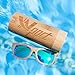 Ynport Mens/Womens Polarized Full Charcoal Bamboo Frame Classic Wooden Coated Sunglasses, Vintage Eyewear, Floating Wayfarer