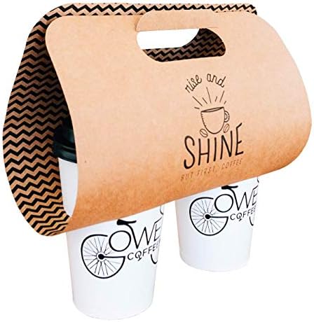 Paper Coffee to Go Carrier | Drink Takeout Holder| Kraft Beverage Server | Disposable Coffee Tray | Holds 2 Cups | 100-Pack