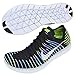 Nike Women's Free Running Motion Flyknit Shoes, Black/White-Volt-Blue Lagoon - 7.5 B(M) US
