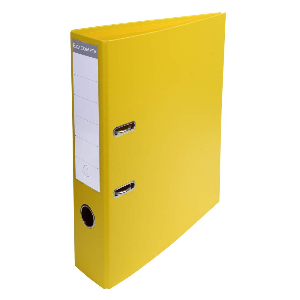Exacompta - Ref 53749E - Prem'Touch PVC Lever Arch File - 320 x 290mm in Size, 2 Rings, Can Hold A4 Documents, 70mm Spine, 75mm Rings, FSC-Certified - Yellow Cover