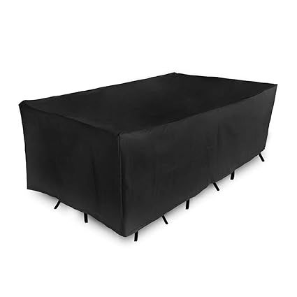 KINGSO Rectangular Table Watcher Patio Loveseat Sofa Cover All Weather Protective Patio with Secure Buckle Straps Garden Cover Black (83.86X 51.97 X29.13)
