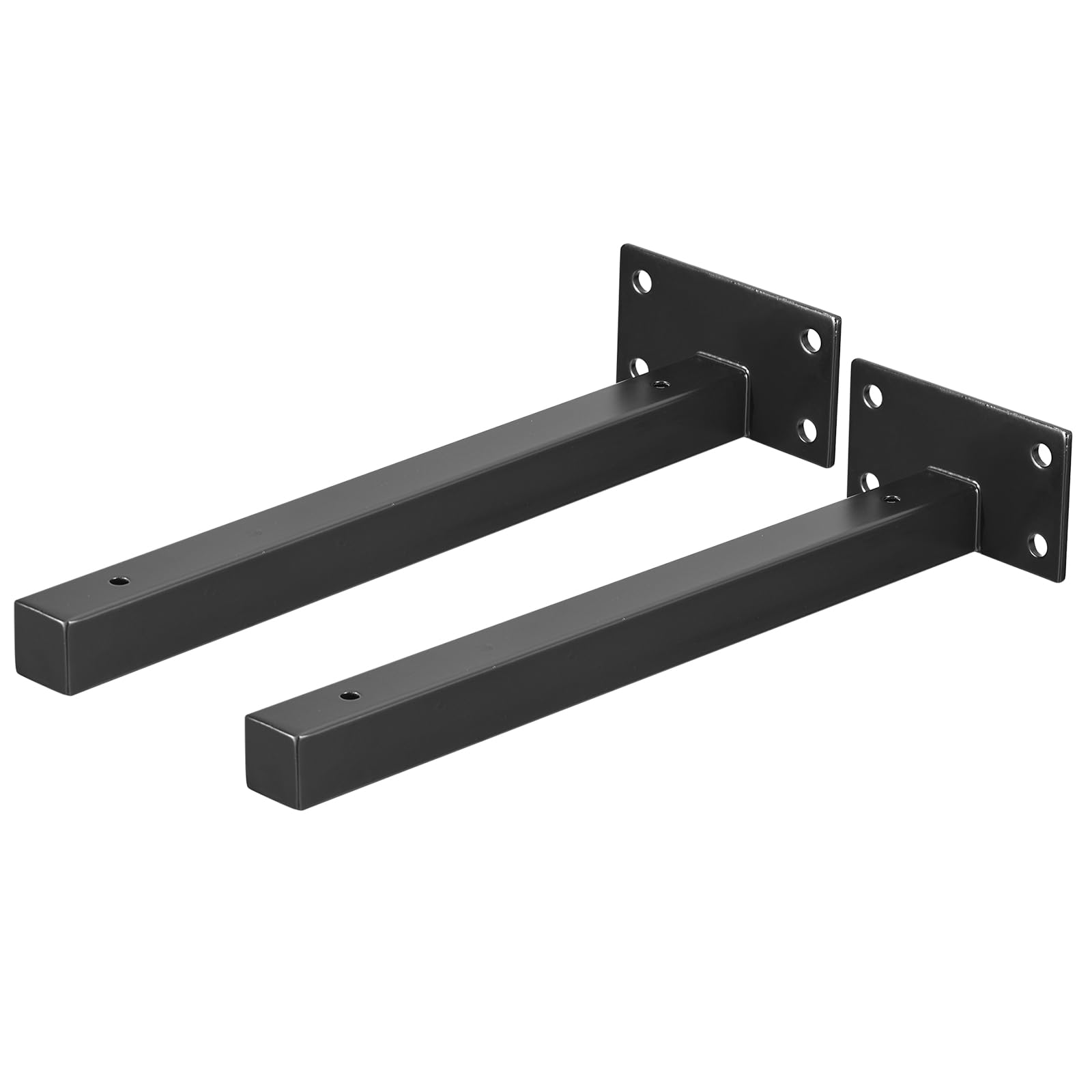 uxcell Floating Shelf Brackets, 2pcs 10"(250mm) Industrial Metal Brackets for Shelves Wall Mounted Shelf Supports, Black
