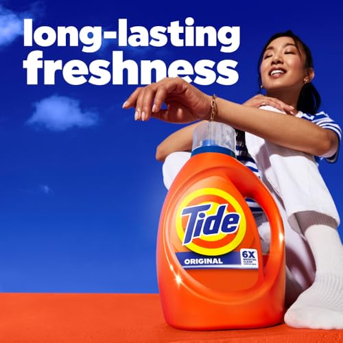 TIDE LAUNDRY DETERGENT LIQUID, ORIGINAL SCENT, 80 LOADS, 100 FL OZ, WORKS ON 100% OF COMMON STAINS, LAUNDRY SOAP, LIQUID LAUNDRY DETERGENT