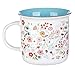 Today I Will Choose Joy Positive Message Encouraging Cute Mug for Women Floral Design Blue/White Ceramic Cup for Coffee/Tea, Metallic Gold Accent, 12oz