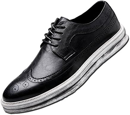 YANXU Mens Casual Fashion Leather Sneaker Wingtip Lace Oxford Dress Shoes