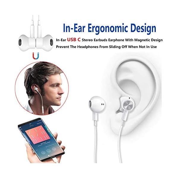 USB-C-Earphones-Magnetic-USB-Type-C-Earphone-in-Ear-Wired-Earbuds-Headphones-HiFi-Stereo-with-Mic-and-Volume-Control-for-Pixel-2345-Samsung-S20-S21-Note10-Huawei-P30-Pro-and-Pad-Pro USB C Headphones, In Ear Magnetic USB C Earphones with Mic Volume Control HiFi Stereo USB C Earbuds for G.oogle Pixel 3…