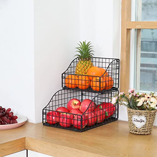 Xcosrack Stackable Wire Baskets, 2Tier Countertop Potato Onion