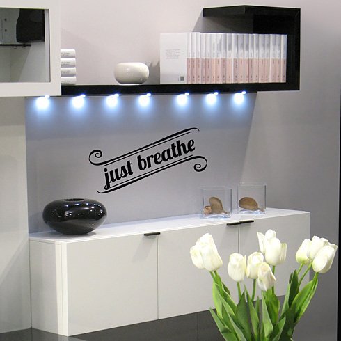 Just Breathe - Small - Wall Quote Stencil