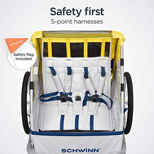 Schwinn Echo Child Bike Trailer, Double Baby Carrier, Canopy, 20inch