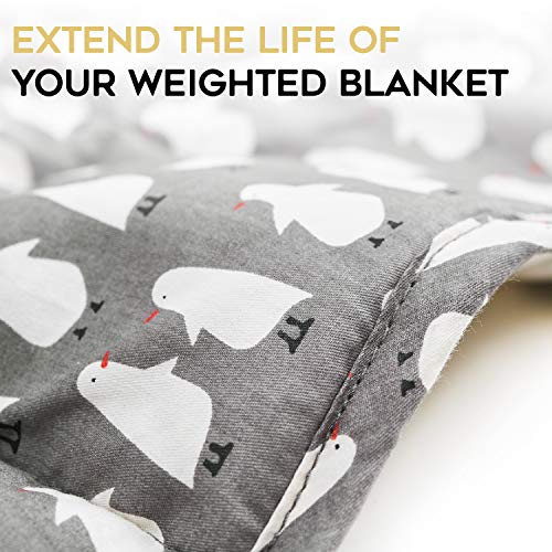 YnM Cotton Duvet Cover for Weighted Blankets (Penguin, 48''x72