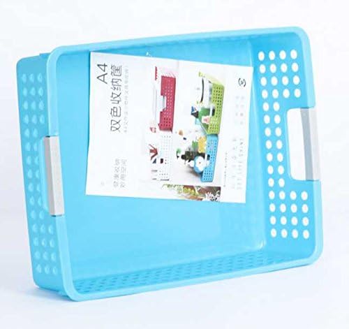 Desktop file storage baskets Storage basket plastic basket basket finishing office A4 file storage box magazine rack (2PCS, Blue)