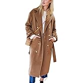 IDEALSANXUN Womens Long Wool Coats Trendy Fashion Fall Winter Double Breasted Trench Coat Peacoat with Belt