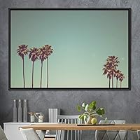 Framed Canvas Wall Art Palm Tree Colorful Cool Group Multicolor Photography Places Realism - 16x24 inches
