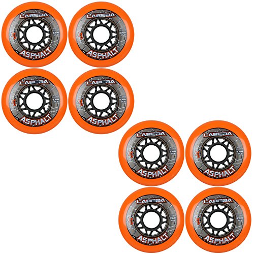 8 Labeda Gripper Asphalt Outdoor Roller Hockey Wheels Orange 80mm